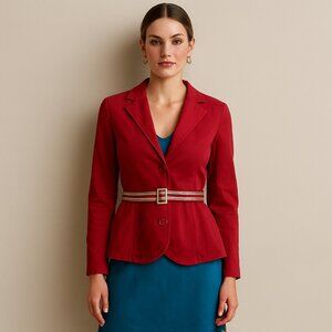 MaxMara Red Cotton Safari Jacket – XS / Fits Like Size 2